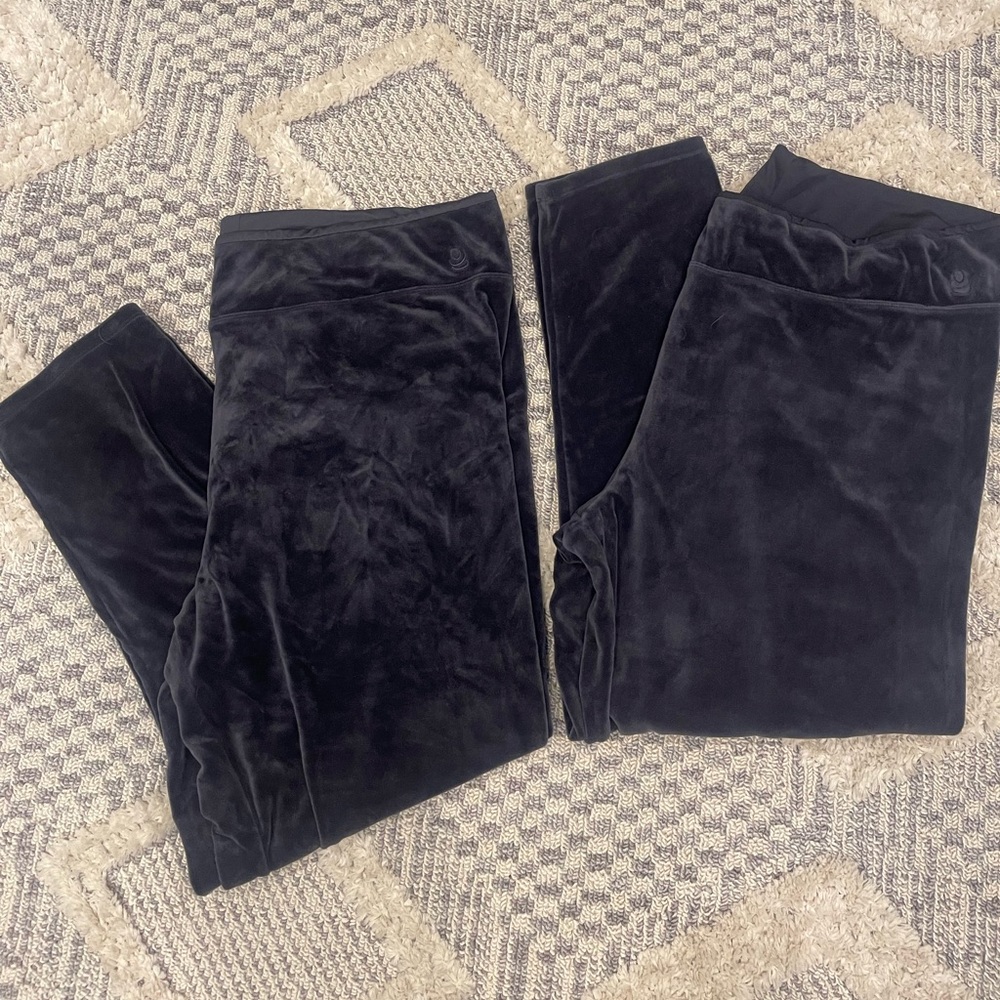 Cuddl Duds Velour Navy Blue Lounge Stretch Legging Pants Lot of 2 3X